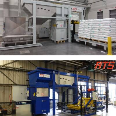 Sackentleerungssystem mit rotierende Abfallverdichter