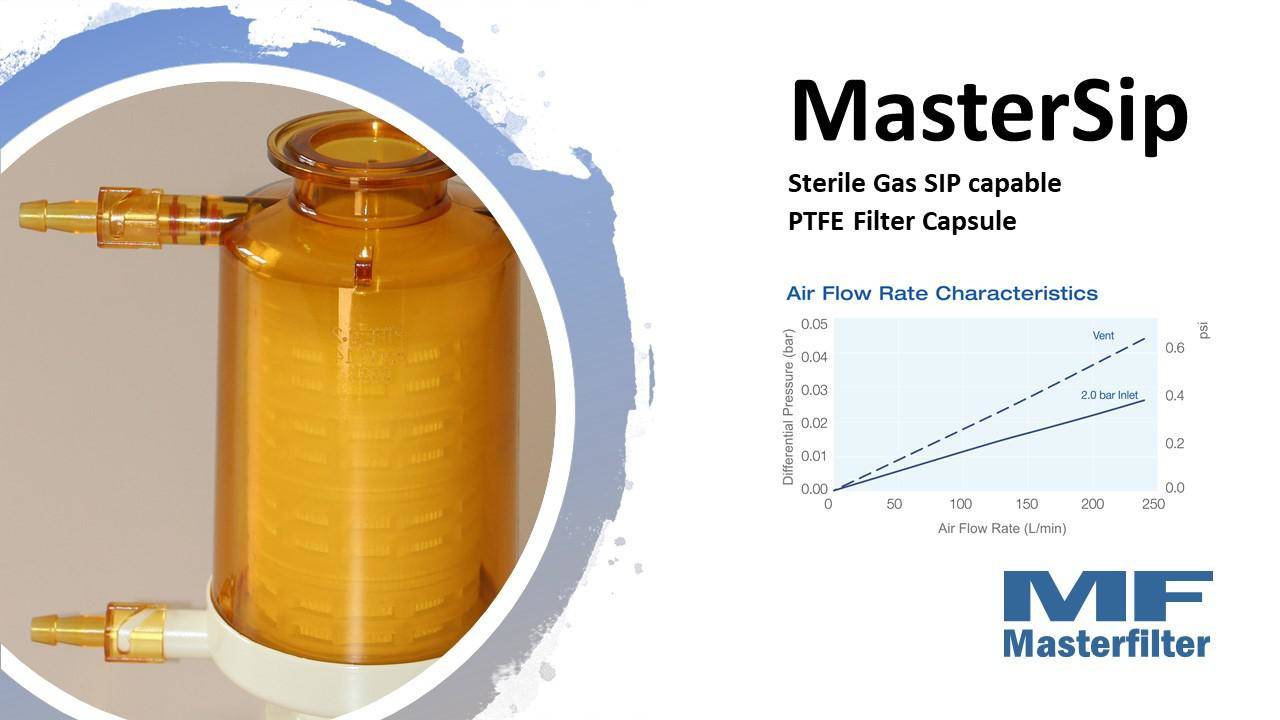 NEW MasterSip Capsule Filter MasterSip Capsule Filter is designed for use in sterile air and gas filtration in biopharm