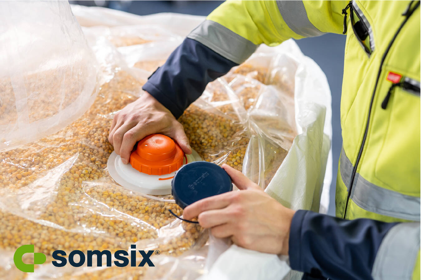 Abfallvermeidung mit Somsix-Sensoren und intelligenter Überwachung Masterpack und Somsix haben intelligente Sensoren zur nicht-invasiven Überwachung der geschlossenen Umgebung (modifizierte Atmosphäre) in Big Bags entwickelt.