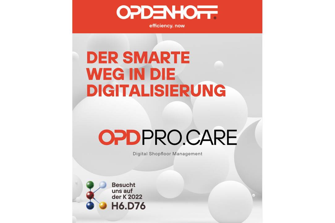OPDENHOFF auf der K-Messe 2022 OPDENHOFF entwickelt digitale Shopfloor Lösungen für die Kunststoff- und Kautschukindustrie und ist auf der K 2022 in Düsseldorf im Kunststoffland NRW H6.D76 vertreten. 