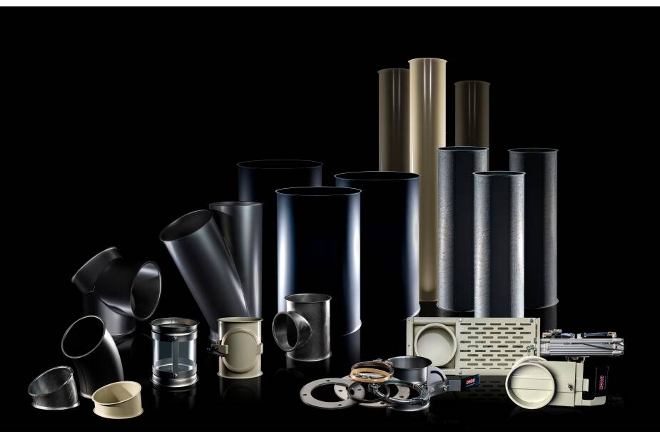 Noro rohrsysteme Rohre, Formteile und Verteilsysteme von 80 bis 710 mm Durchmesser aus Stahl und Edelstahl für Lüftungs- und Schüttgutleitungen.