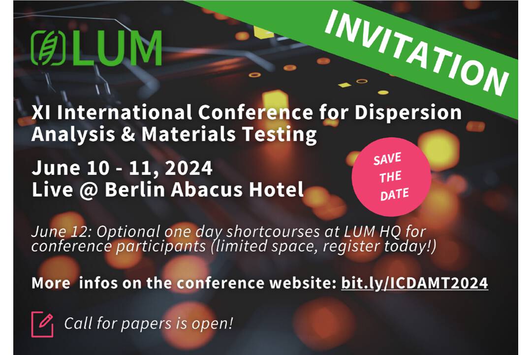 Internationale Konferenz (ICDAMT) 2024 - Call for Papers International Conference for Dispersion Analysis & Materials Testing
2024 – Call for Papers