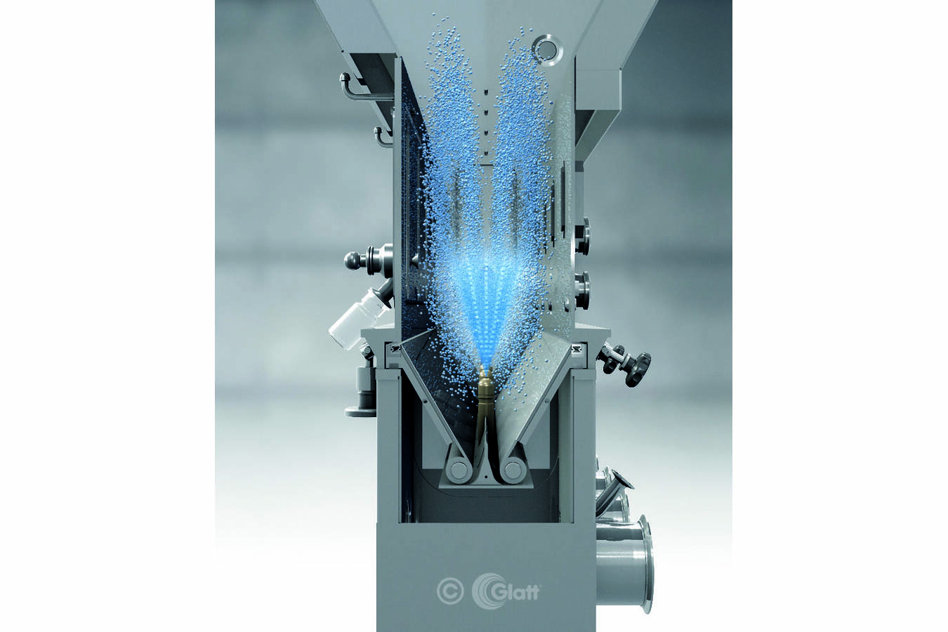 Glatt Spouted bed technology for the production of dust-free micropellets (Copyright: Glatt)