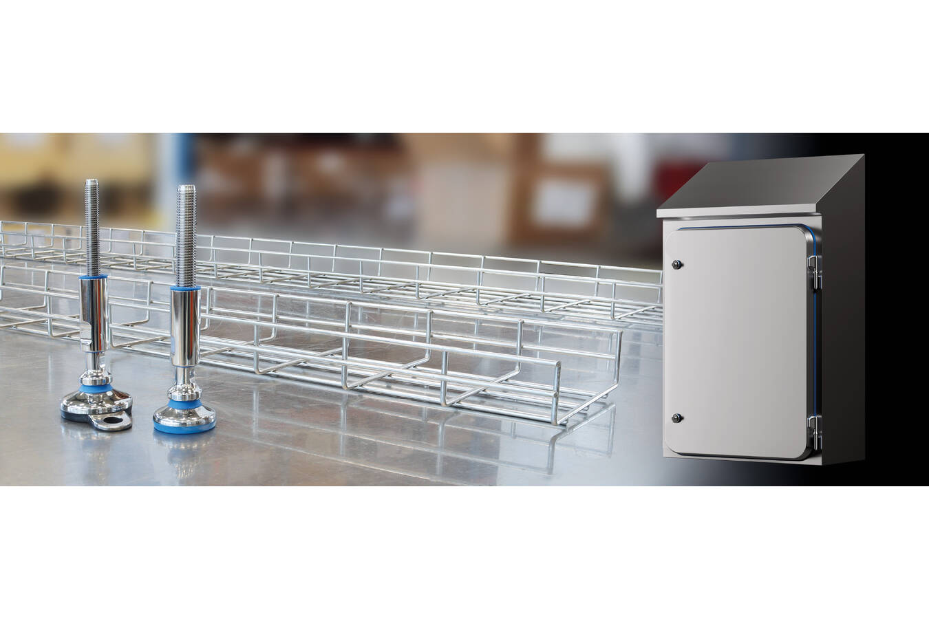 Hygienische Edelstahlkomponenten für eine effiziente Produktion Edelstahlkomponenten wie Schaltschränke, Stellfüße und Gitterrinne steigern Effizienz, Nachhaltigkeit und Hygiene in der Lebensmittelverarbeitung.