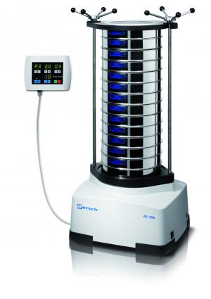 Siebung großer Probenmengen ohne lästiges Nachsieben Die neue Vibrationssiebmaschine AS 450 control von RETSCH für Beladungen bis 20 kg