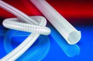 NORRES stellt den universell einsetzbaren BARDUC® PUR-INOX 382 MHF vor Abriebfester Saug- und Förderschlauch für die Food- und Pharmaindustrie