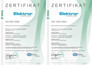 Erneut mit Bravour bestanden Elektror bestätigt bestehende Zertifizierungen ISO 9001 und ISO 14001 ohne jegliche Abweichungen