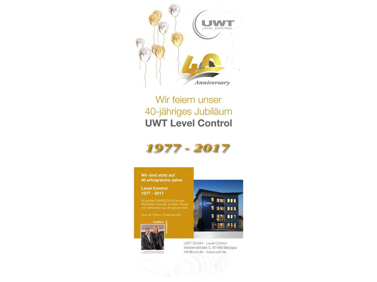 UWT feiert sein Firmenjubiläum 40 Jahre UWT GmbH