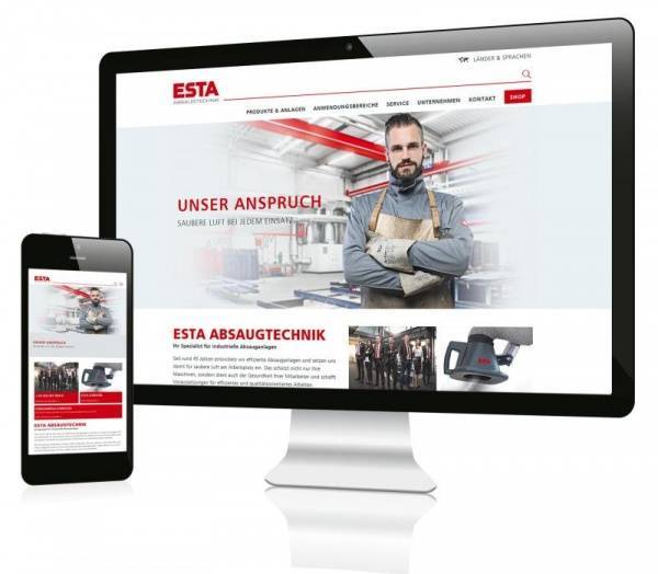 ESTA Absaugtechnik präsentiert neue Website Informativer, moderner und natürlich responsive: Neuer Webauftritt ist online
