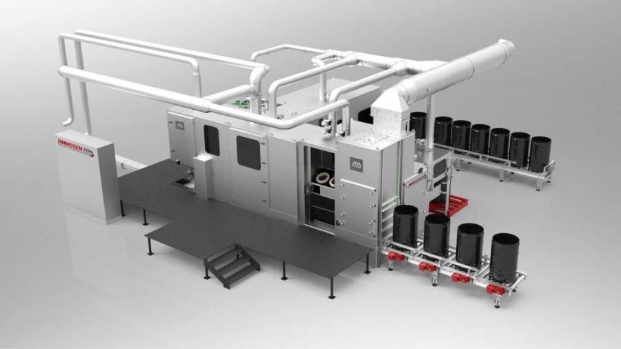 Dinnissen stellt eine selbstentwickelte Innovation vor:  automatische Fassentleerung für  toxische/explosive pulverförmige Produkte