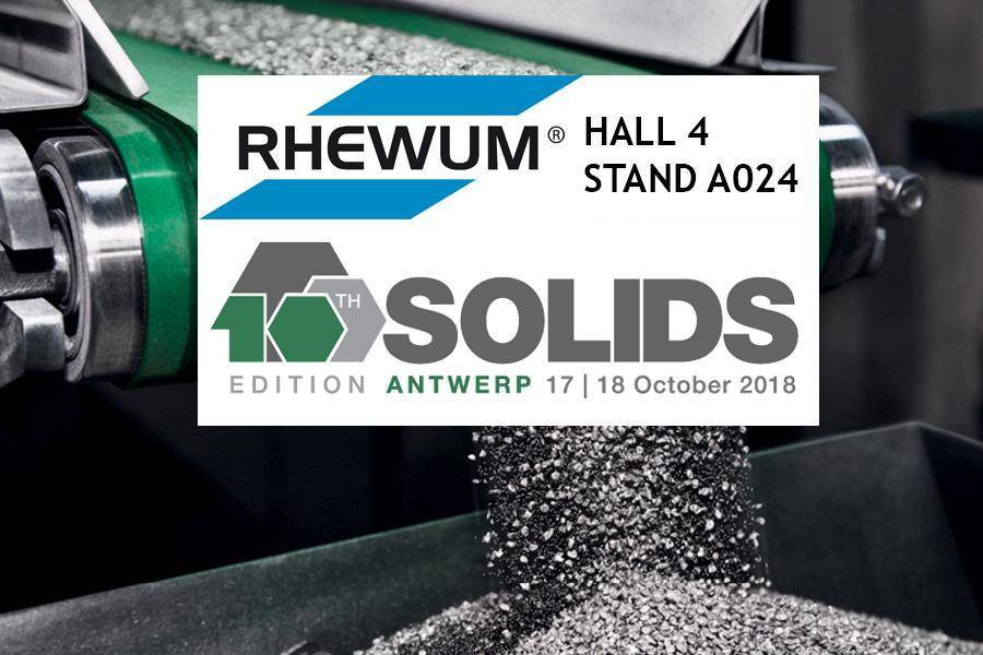 RHEWUM bei der SOLIDS Antwerpen 2018 Am 17. und 18. Oktober 2018 findet die Fachmesse in Antwerpen statt.
