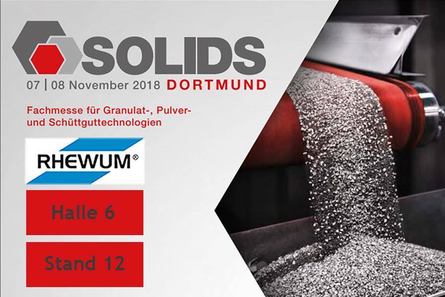 Freikarten für die SOLIDS Dortmund 2018 RHEWUM  auf der Fachmesse für Granulat-, Pulver- und Schüttguttechnologien
