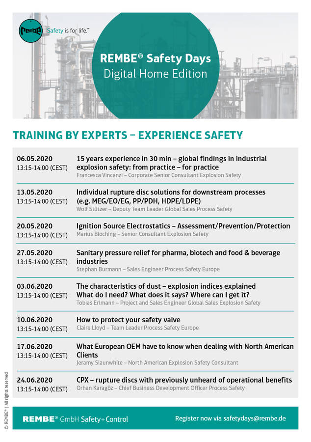 REMBE Safety Days Digital Home Edition Erfolgsevent wird per Videokonferenz fortgesetzt